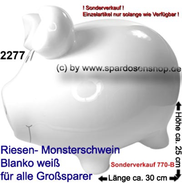 Sparschwein riesengroßes 3D Design Monster Blanko weiß A Sonderverkauf ! 770 - B